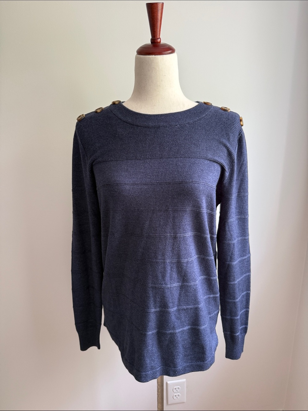 *NEW* Pulse Navy Blue Long-Sleeve Sweater with Shoulder Buttons